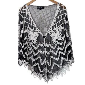 Pretty Angel embroidered lace kimono cardigan L‎ boho artwear